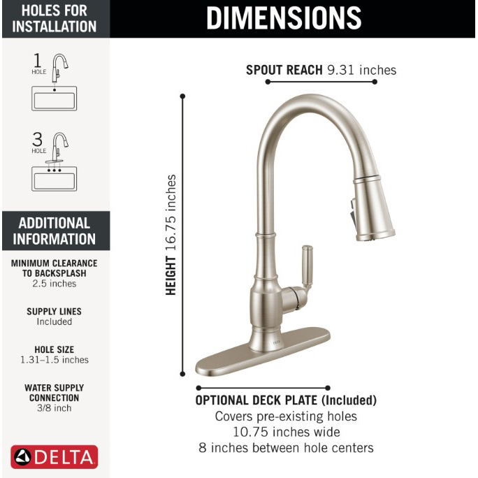 Kitchen Faucet, Delta, Whitmont, Pull Down, Stainless Steel - 2