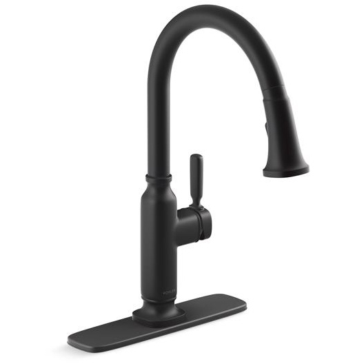 Kitchen Faucet, Kohler, Ackley, Pull Down, 1-Handle, Matte Black - 1