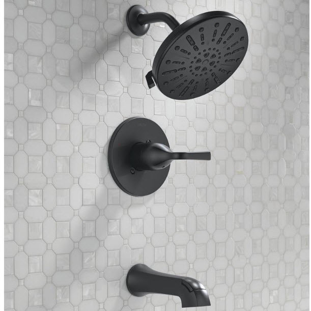 Tub/Shower Faucet, Delta, Dallace, 4-Pattern Spray, Matte Black - 2