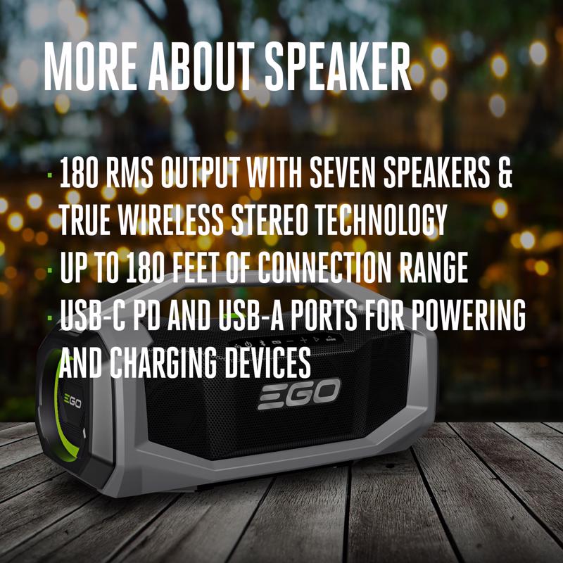 Portable Speaker, EGO, 120 V, Black/Gray, Tool Only - 2