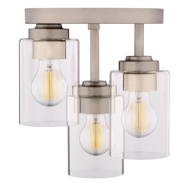Flush Light, Vaxcel, Park Ridge, 3-Light, 10-1/2 in W, Satin Nickel - 2