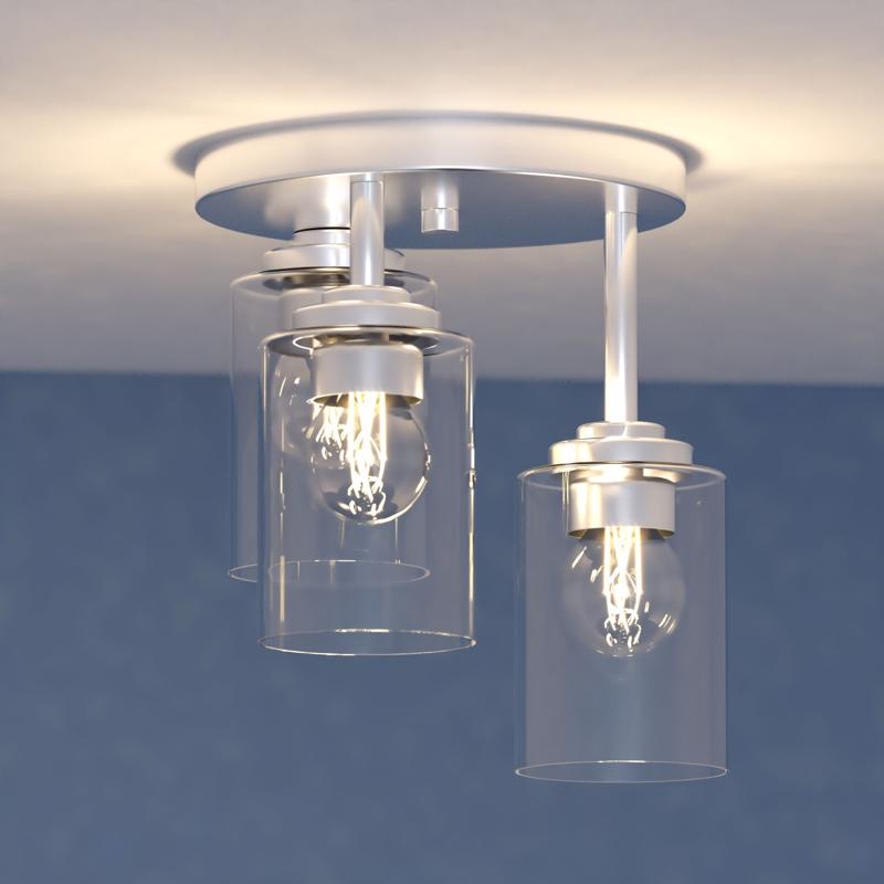 Flush Light, Vaxcel, Park Ridge, 3-Light, 10-1/2 in W, Satin Nickel - 3