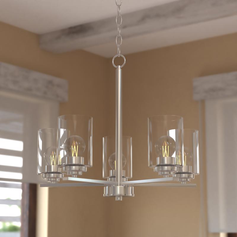 Chandelier, Vaxcel, Park Ridge, 5-Light, Satin Nickel - 2