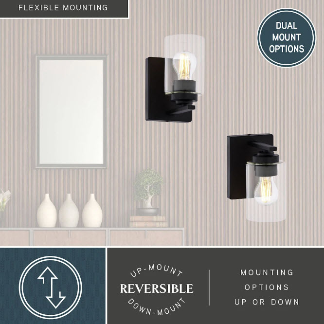 Sconce Light, Vaxcel, Park Ridge, 1-Light, Matte Black - 3