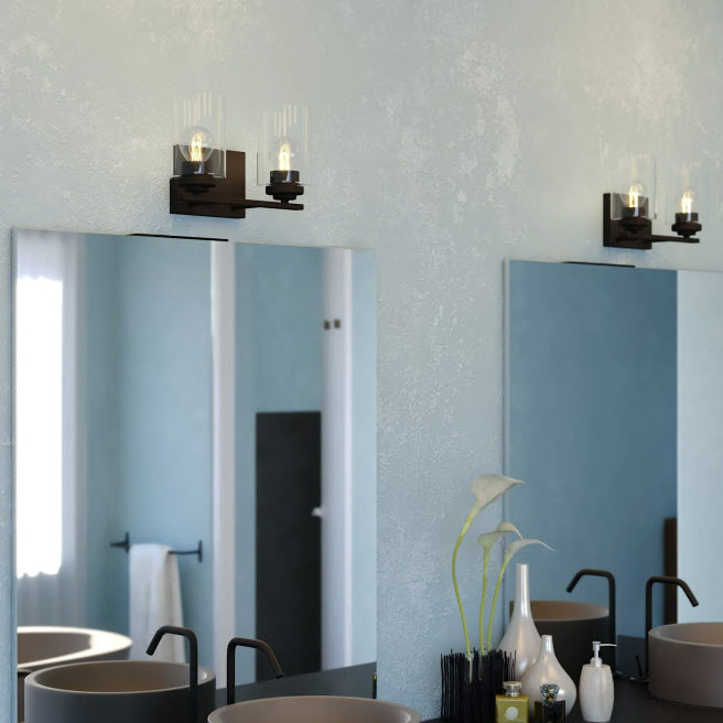 Vanity Light, Vaxcel, Park Ridge, 2-Light, 13 in W, Matte Black - 2