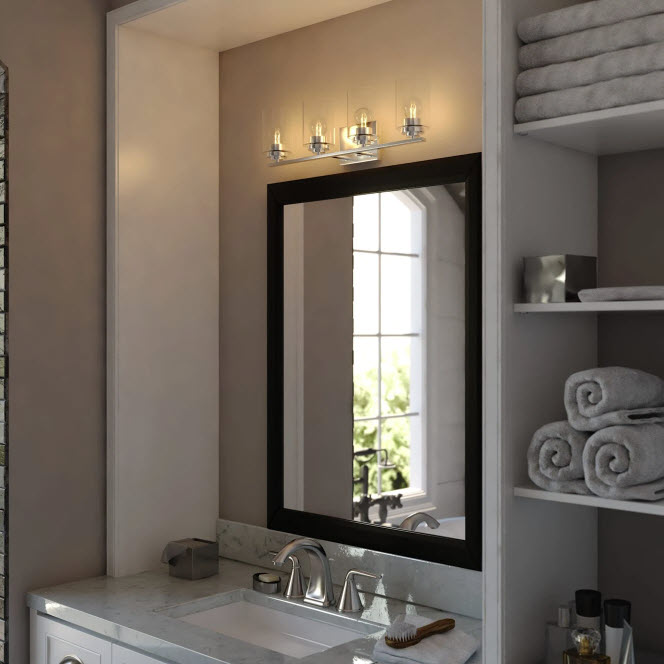 Vanity Light, Vaxcel, Park Ridge, 4-Light, 27-1/2 in W, Satin Nickel - 2