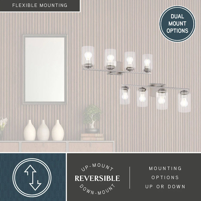 Vanity Light, Vaxcel, Park Ridge, 4-Light, 27-1/2 in W, Satin Nickel - 3