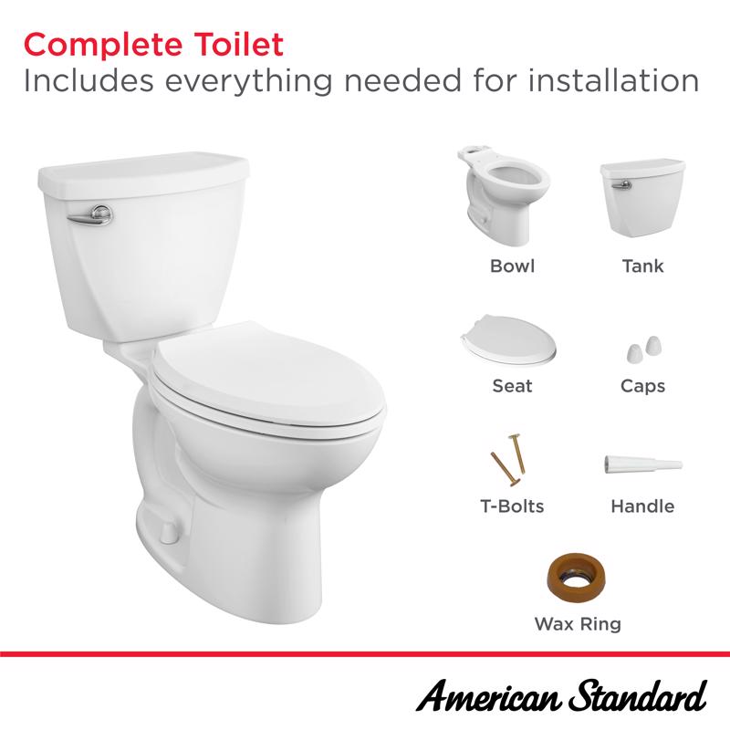 Elongated Toilet Kit, American Standard, Cadet, Elongated Bowl, 1.28 gpf, White - 2