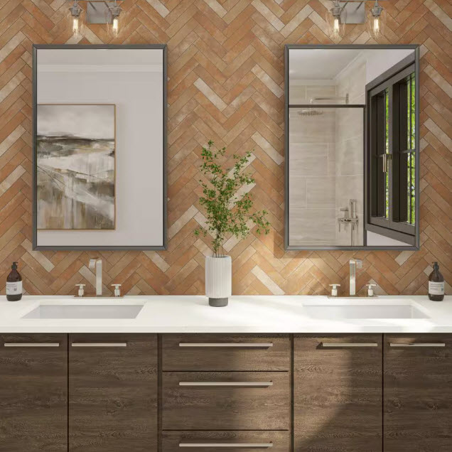 Tile, Marazzi, Cotto Revival, 2 in W, 9 in L, Rust - 3