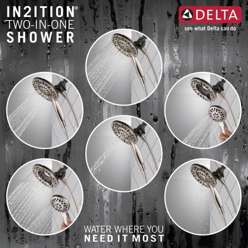 Showerhead, Delta, In2ition, Two-in-One, Satin Nickel - 2