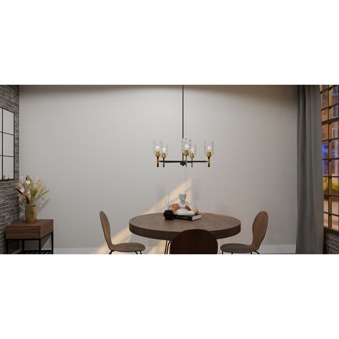 Chandelier, Quoizel, Carly, 5-Light, 28 in W x 12 in H, Matte Black/Gold - 2
