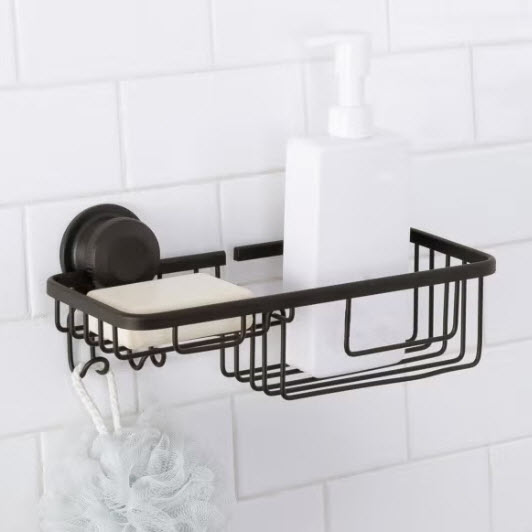Shower Basket, Moda, Suction Lock, Shower Caddy, Matte Black - 2