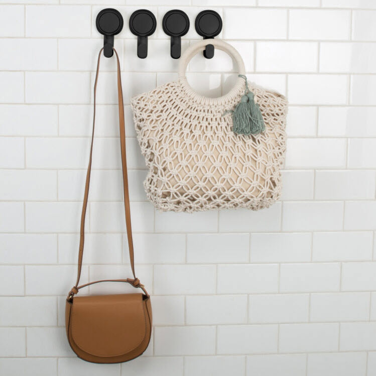 Shower Hook, Moda, Gel Suction, Matte Black, 4 pk - 2