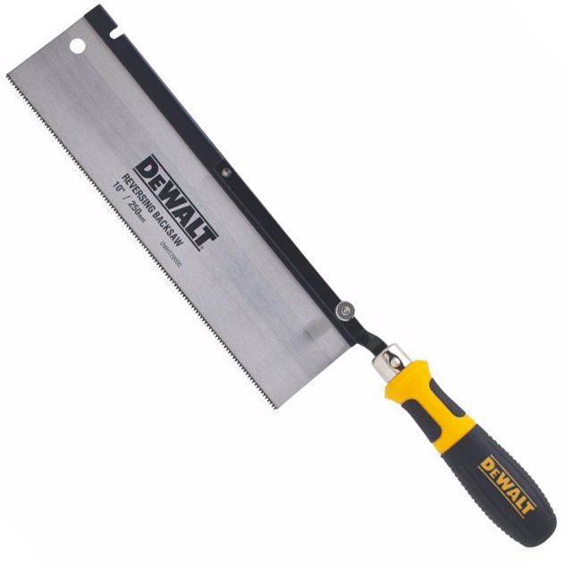 Reversing Back Saw, DEWALT, 10 in L Blade, 13 TPI, Steel Blade, Cushion Grip Handle, Plastic/Rubber Handle - 1