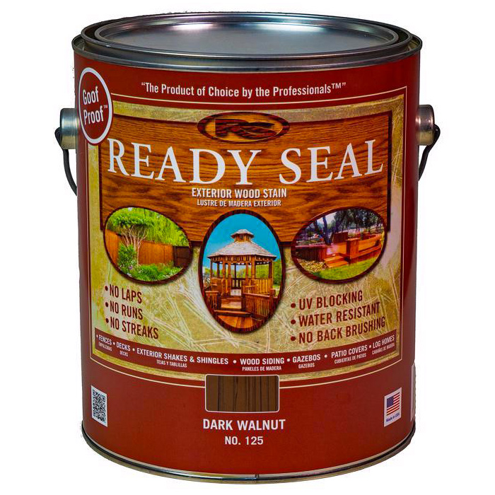 Exterior Stain, Rust-Oleum, Ready Seal, Semi-Transparent, Oil-Based, Penetrating, Dark Walnut, 1 Gal - 1
