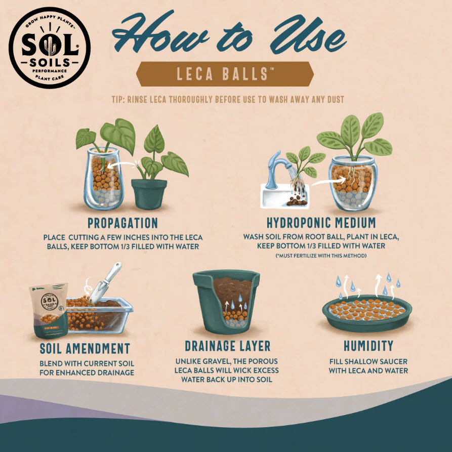 Soil Amendment, Sol Soils, Leca Balls, 4 qt - 1