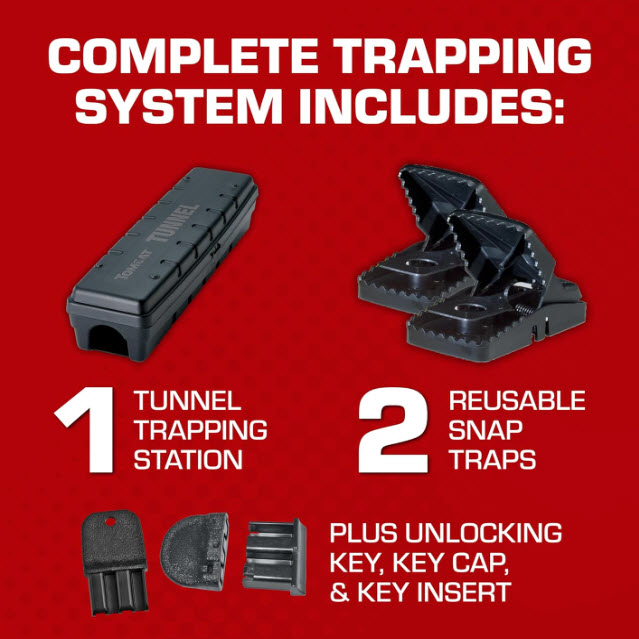 Rodent Tunnel Trap, Tomcat, 1 Tunnel Station & 2 Reusable Snap Traps - 4