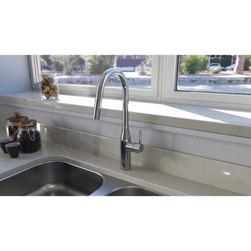 Kitchen Faucet, Huntington Brass, Rise, Pull-Down, Chrome - 3