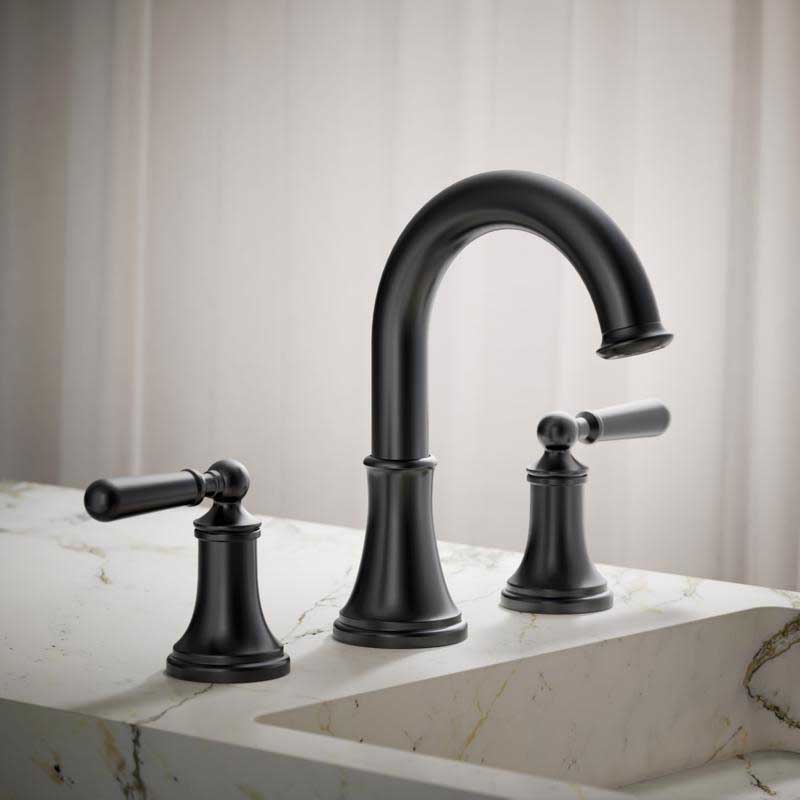 Widespread Bath Faucet, Kohler, Facile, 2-Handle, Matte Black - 3