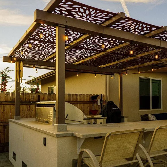 Patio Privacy Screen, Border Concepts, 36 in W, 72 in H, Steel, Dahlia Pattern - 2