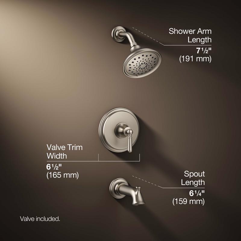 Tub Shower Faucet, Kohler, Facile, Brushed Nickel - 2