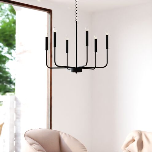 Chandelier Light Fixture, Vaxcel, Beldon, 6-Light, 26 in W, Matte Black - 2