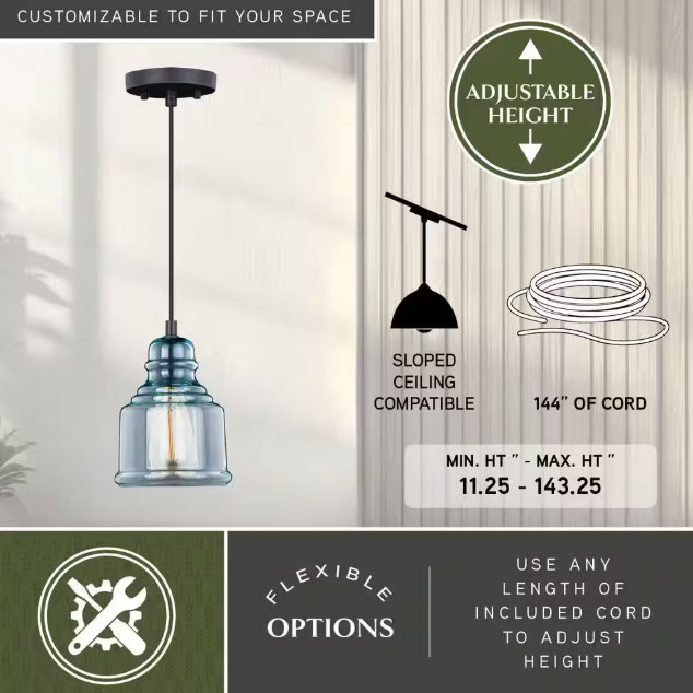 Mini Pendant Light, Vaxcel, Millie, 6-1/2 in, Oil Rubbed Bronze - 2