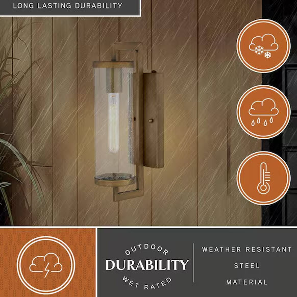 Exterior Wall Lantern, Vaxcel, Dusk to Dawn, Morgan Park, 16 in, Warm Brass - 3