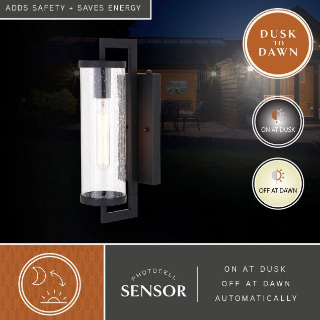 Exterior Wall Lantern, Vaxcel, Dusk to Dawn, Morgan Park, 16 in, Matte Black - 2