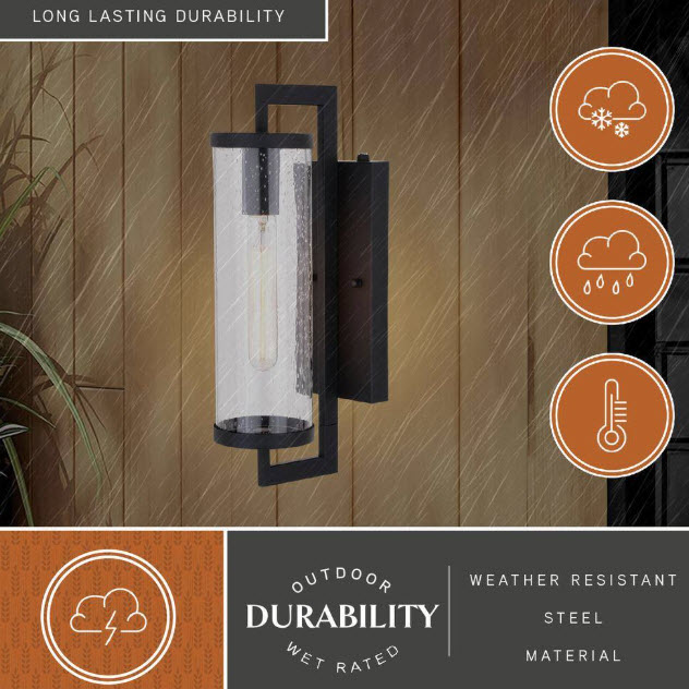 Exterior Wall Lantern, Vaxcel, Dusk to Dawn, Morgan Park, 16 in, Matte Black - 3