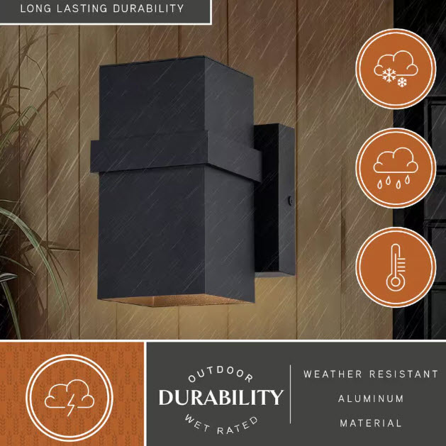 Exterior Wall Lantern, Vaxcel, Lavage, 7 in, Matte Black - 3