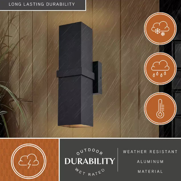 Exterior Wall Lantern, Vaxcel, Lavage, 14 in, Matte Black - 2