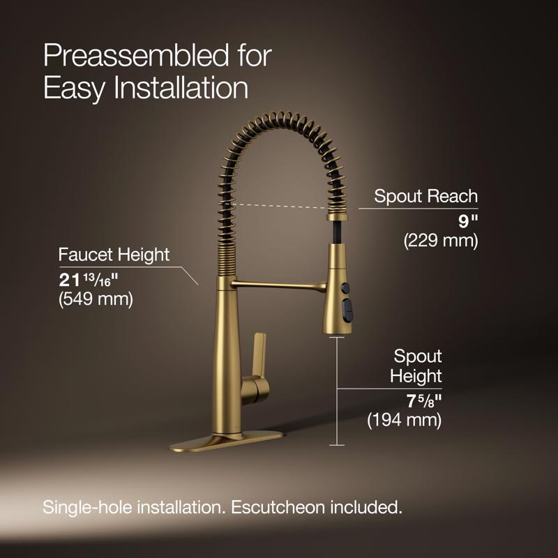 Kitchen Faucet, Kohler, Leste, Pull-down, Brass - 3