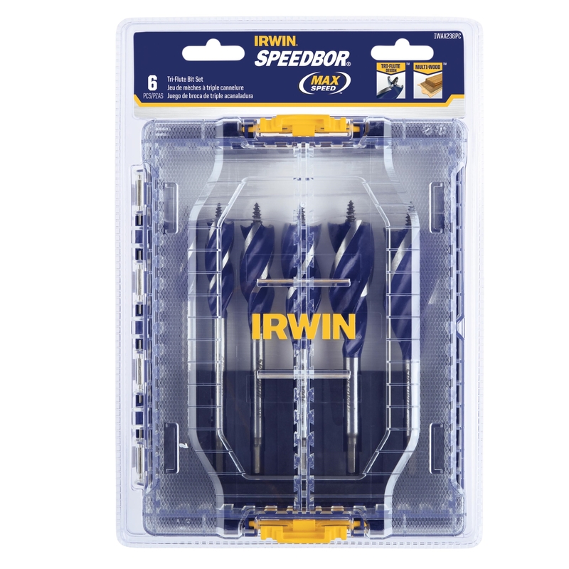 Drill Bit Set, Irwin Speedbor, Tri-Flute, 6-Piece, HSS, Titanium - 5