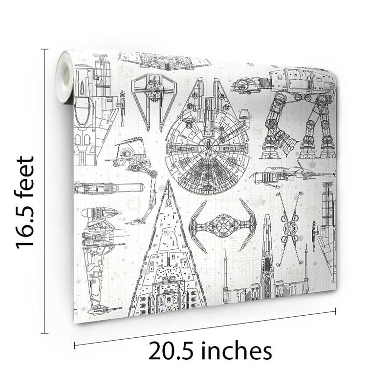 Peel & Stick Wallpaper, York Wallcoverings, RoomMates, Star Wars Blueprint - 2