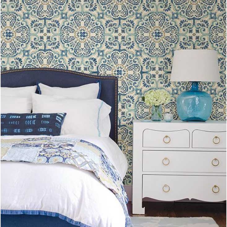 Peel & Stick Wallpaper, Brewster, Blue Florentine - 2