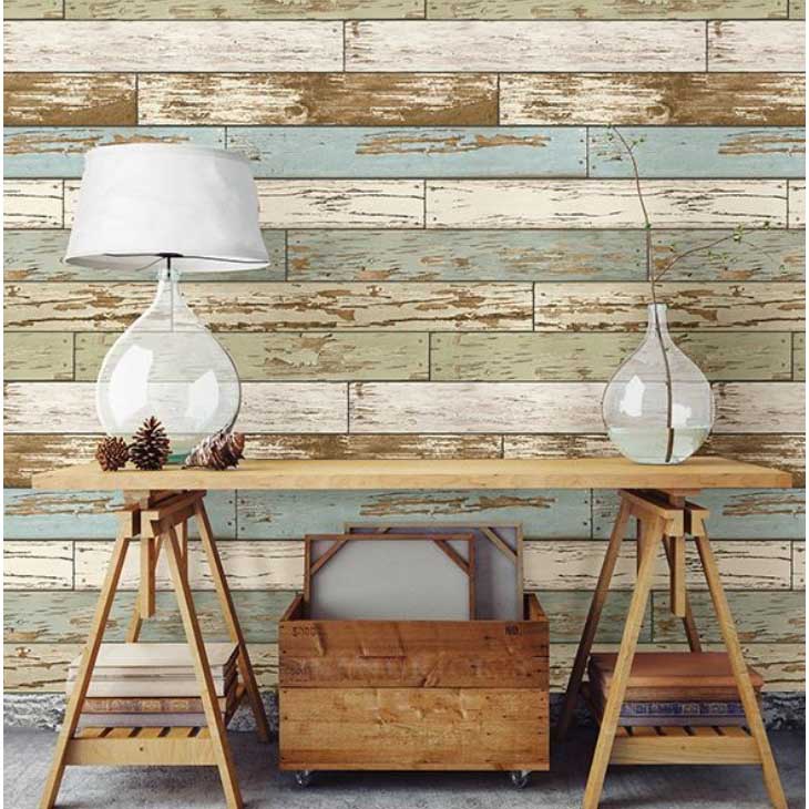 Peel & Stick Wallpaper, Brewster, Old Salem, Vintage Painted Wood - 2