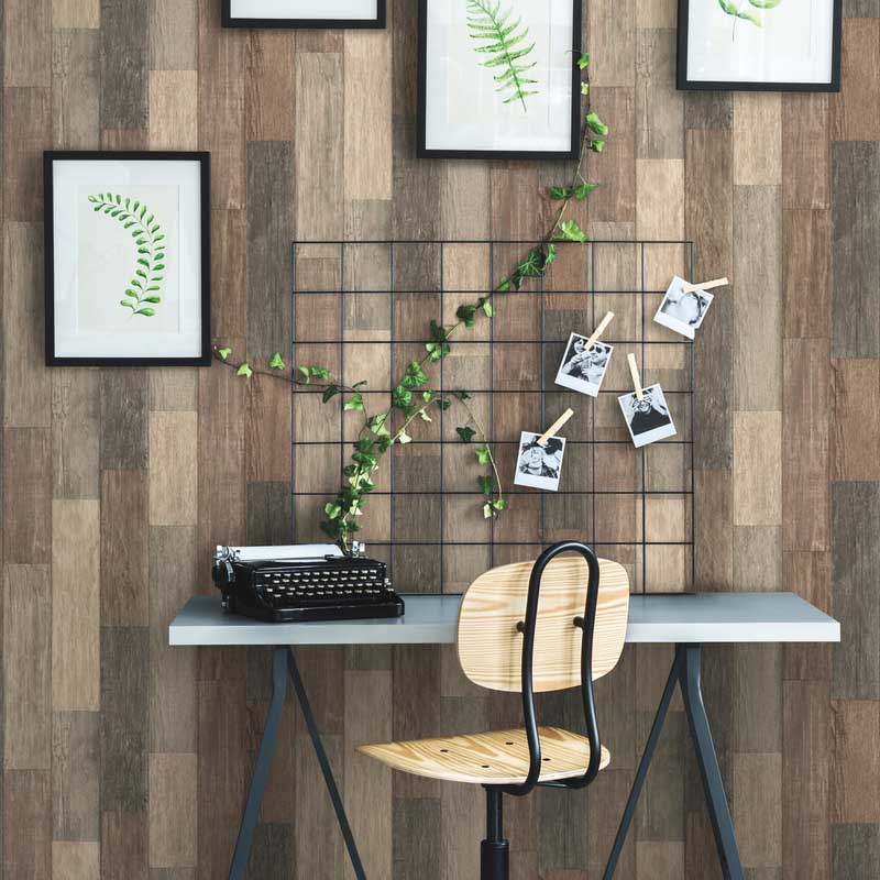 Peel & Stick Wallpaper, York Wallcoverings, RoomMates, Dark Weathered Plank - 2