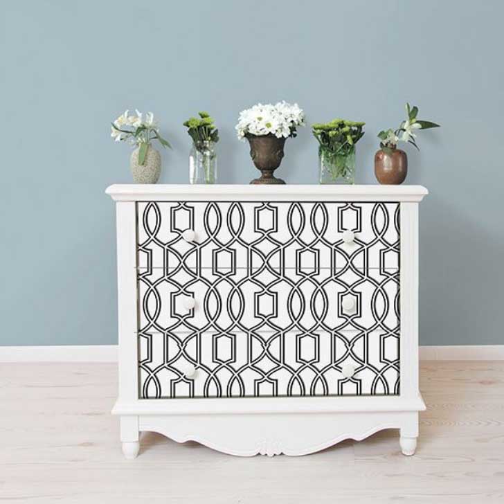Peel & Stick Wallpaper, Brewster, Uptown Trellis, Black & White - 3