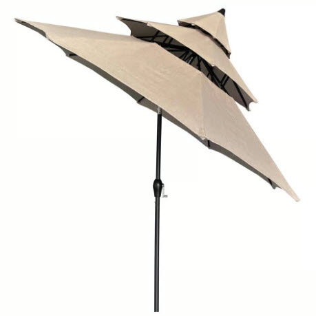 Market Umbrella, Living Accents, 9 ft Dia, Tilt & Crank, Taupe - 1
