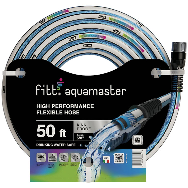 Hybrid Garden Hose, Fitt, Aquamaster, 5/8 in x 50 ft, Kink-Proof - 1