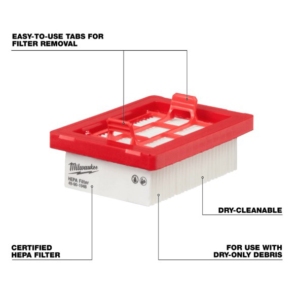 HEPA Filter, Milwaukee, Compatible with M18 Brushless Handheld Vacuum - 2
