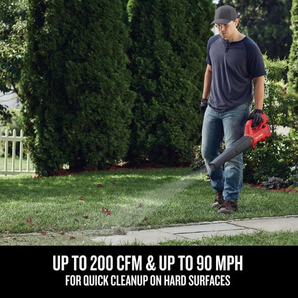 Cordless Blower Kit, Craftsman, 20V, 90 mph, 200 CFM, Battery & Charger Included - 2