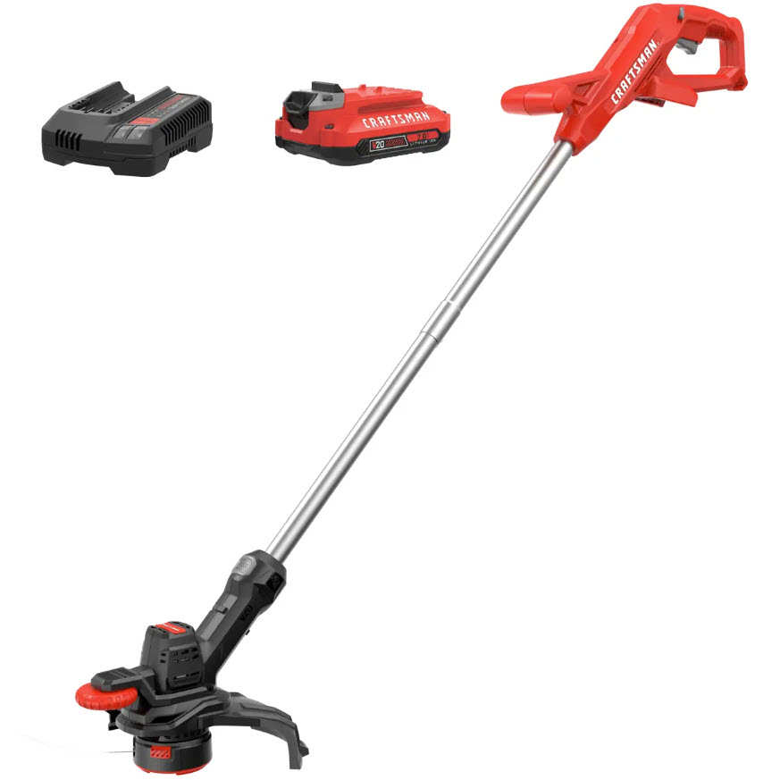 String Trimmer Kit, Craftsman, Cordless, V20, Battery & Charger Included - 1