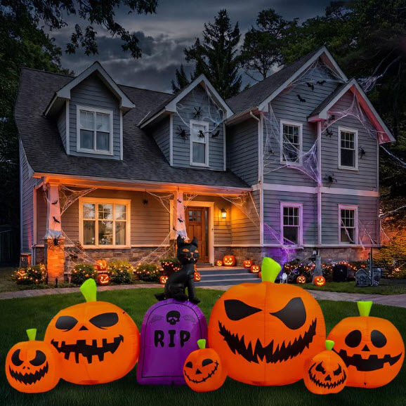 Pumpkin Patch Inflatable, Halloween, 15 ft W x 7 ft H, LED - 2