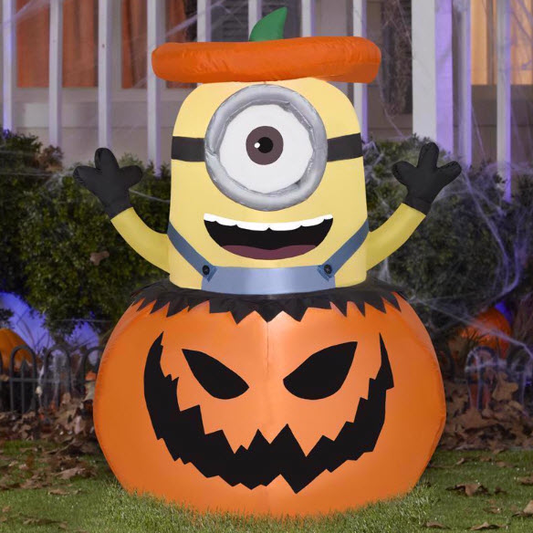 Minion Inflatable, Halloween, Jack-O-Lantern, 3-1/2 ft H, LED - 2