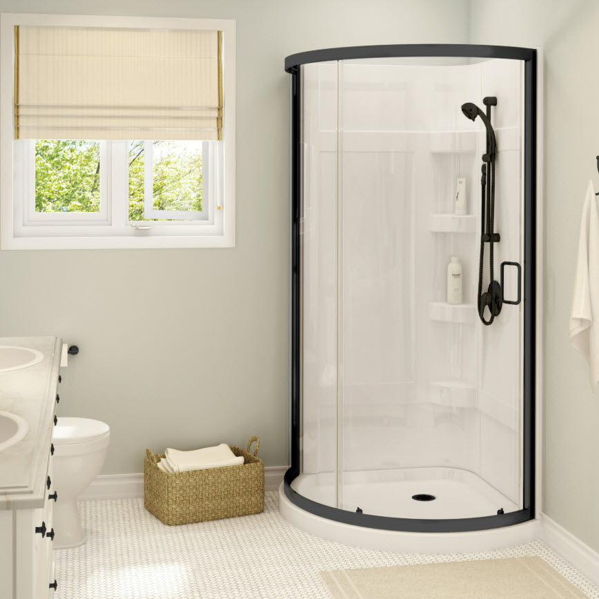 Shower Kit, Maax, Cyrene, 34 in W x 34 in D x 76 in H, Clear Glass, Matte Black - 2