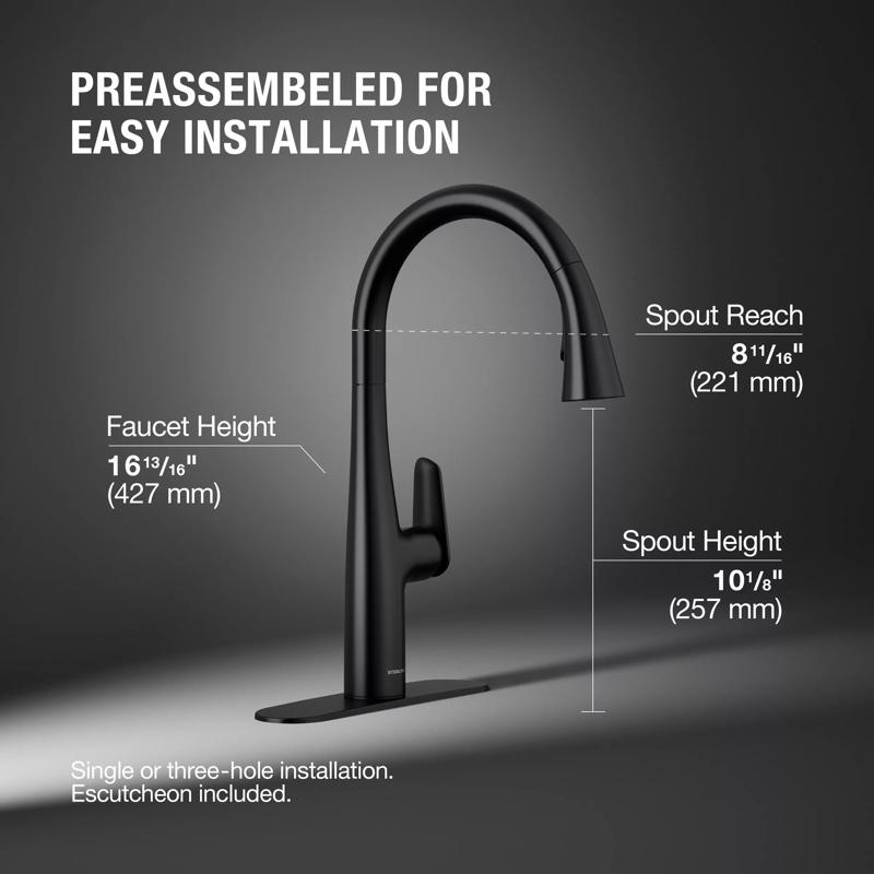 Kitchen Sink Faucet with 2-Function Spray Head, Sterling, Fiume, 1.5 gpm, 1-Handle, 1 to 3-Faucet Hole - 2