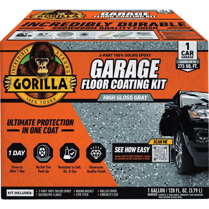 Garage Floor Coating Kit, Gorilla, High-Gloss, Gray - 1