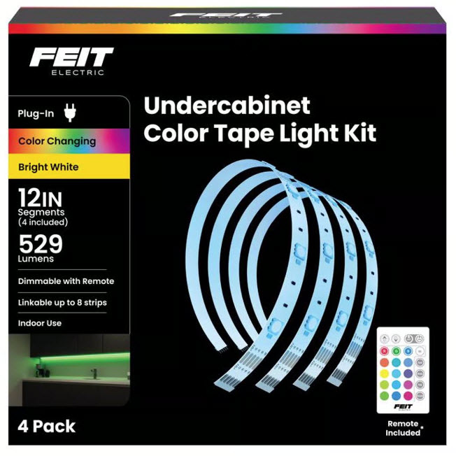 Plug-in LED Tape Light, Feit Electric, Color-Changing, 8 W, 529 Lumens - 1